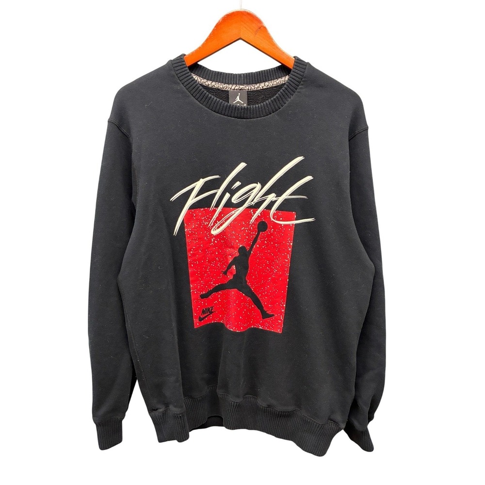 Nike Jordan Flight Sweatshirt Mens L Black Jumpman Graphic Fleece Streetwear